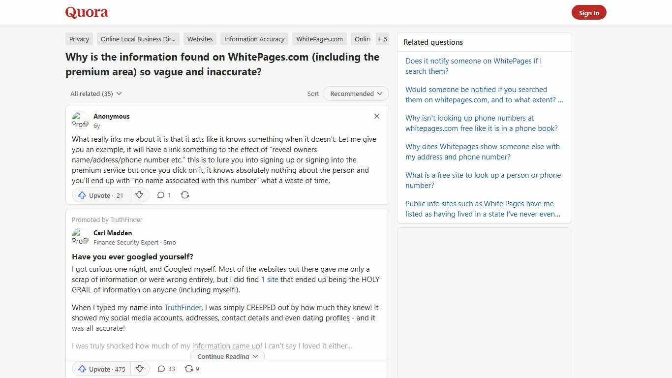 Why is the information found on WhitePages.com (including the premium area) so vague and inaccurate? - Quora